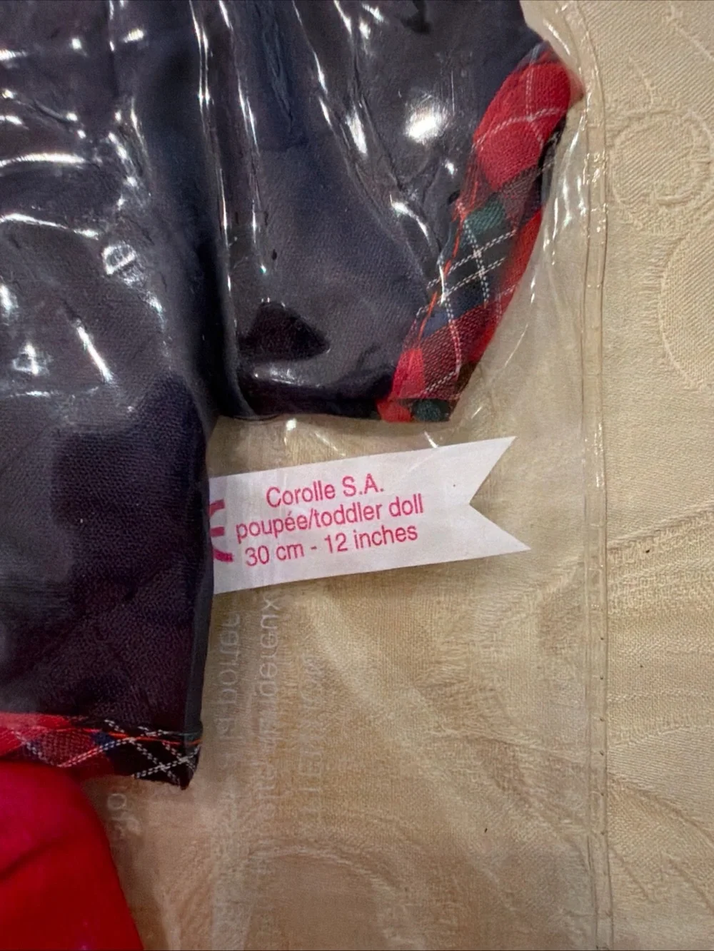 Corolle Blue  Jacket With Red Corduroy Pants Plaid Trim Fits a 11-12